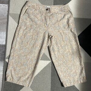 Christopher & Banks Tan‎ Floral/Paisley Linen Blend Capris Women's Size 10